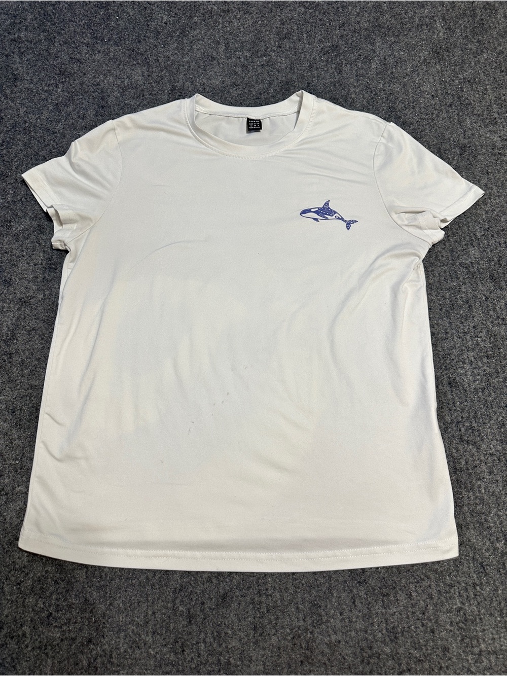 Women’s White Swim Tee with Blue Whale Graphic